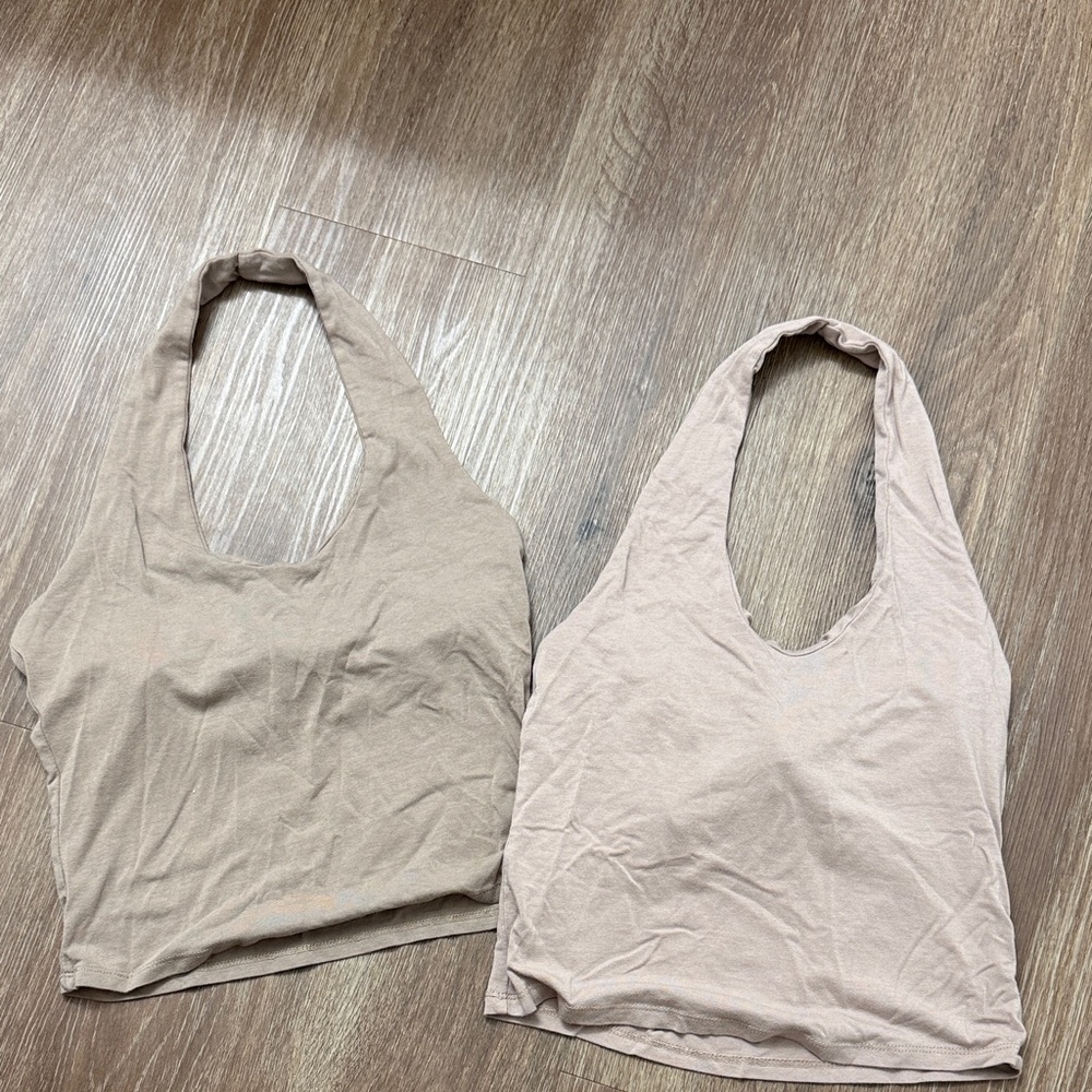 2 Pink Rose Beige Crop Tops